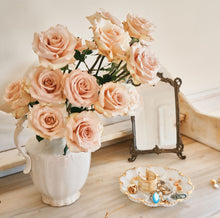 Load image into Gallery viewer, Scentifolia Roses Variety: Quicksand in vase with mirror and jewelry
